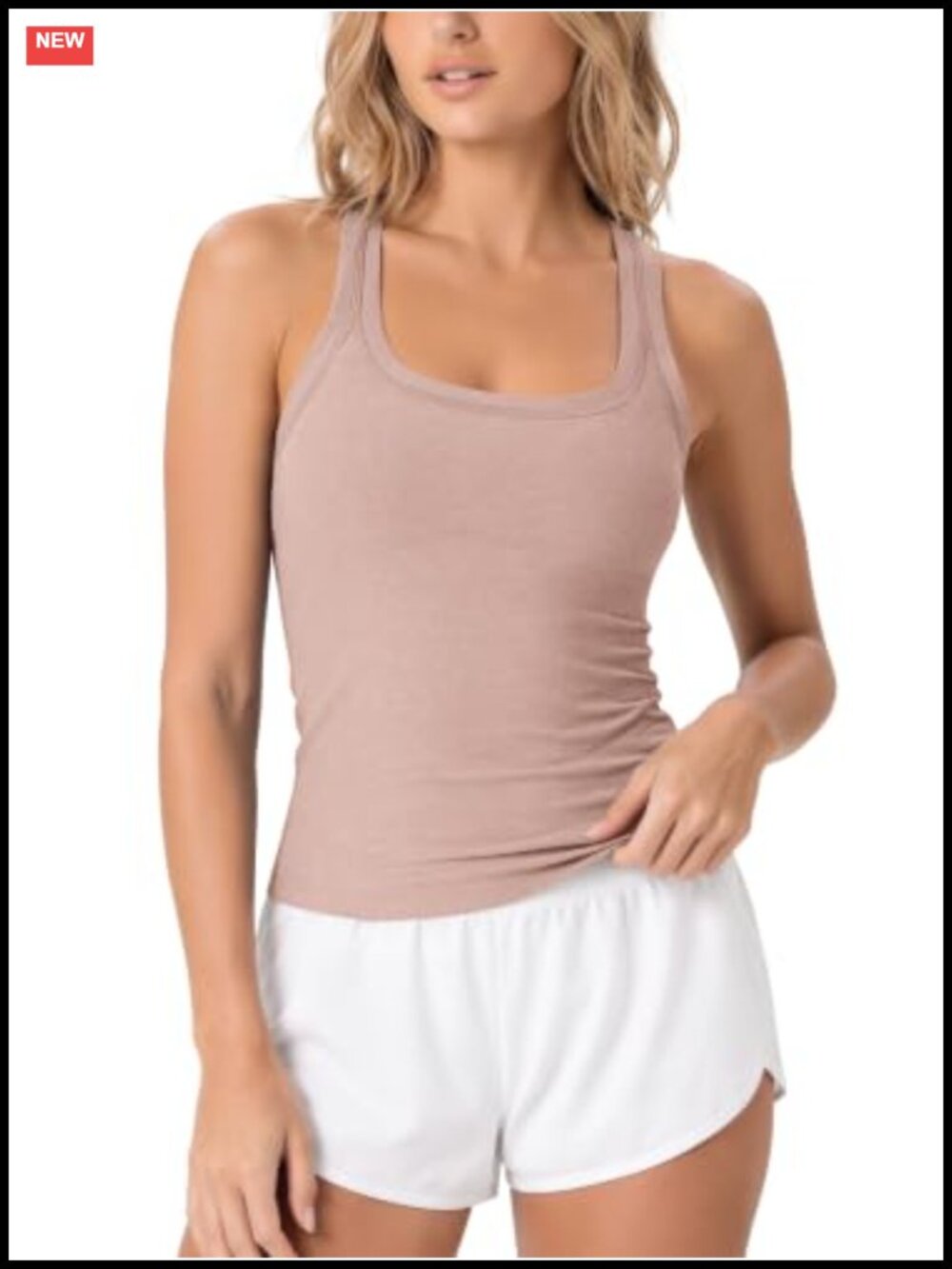 ODODOS Performance Racerback Tank UPF 50+ Sleeveless Square Neck Fitted Top